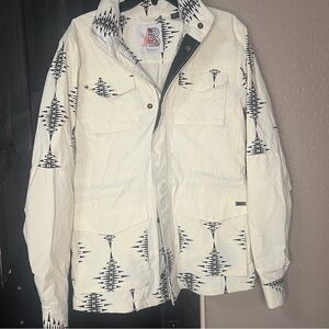 Scotch & Soda White Jacket with Black Geometric Pattern
